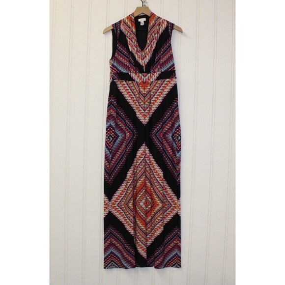 CHICO’s Maxi Lined Dress Watercolor Stretch Long Sleeveless Boho Size 0 - Picture 1 of 7